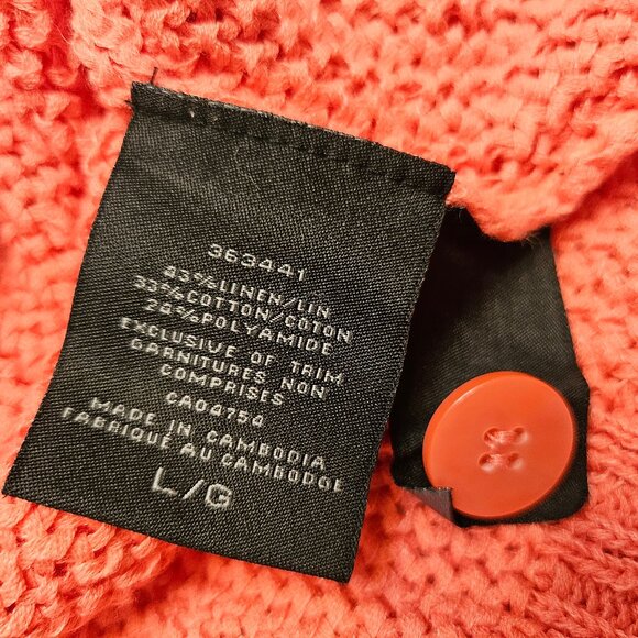 Kenneth Cole Women's Coral Linen Blend Knit Buttons Up Cardigan Size: L - Picture 9 of 10